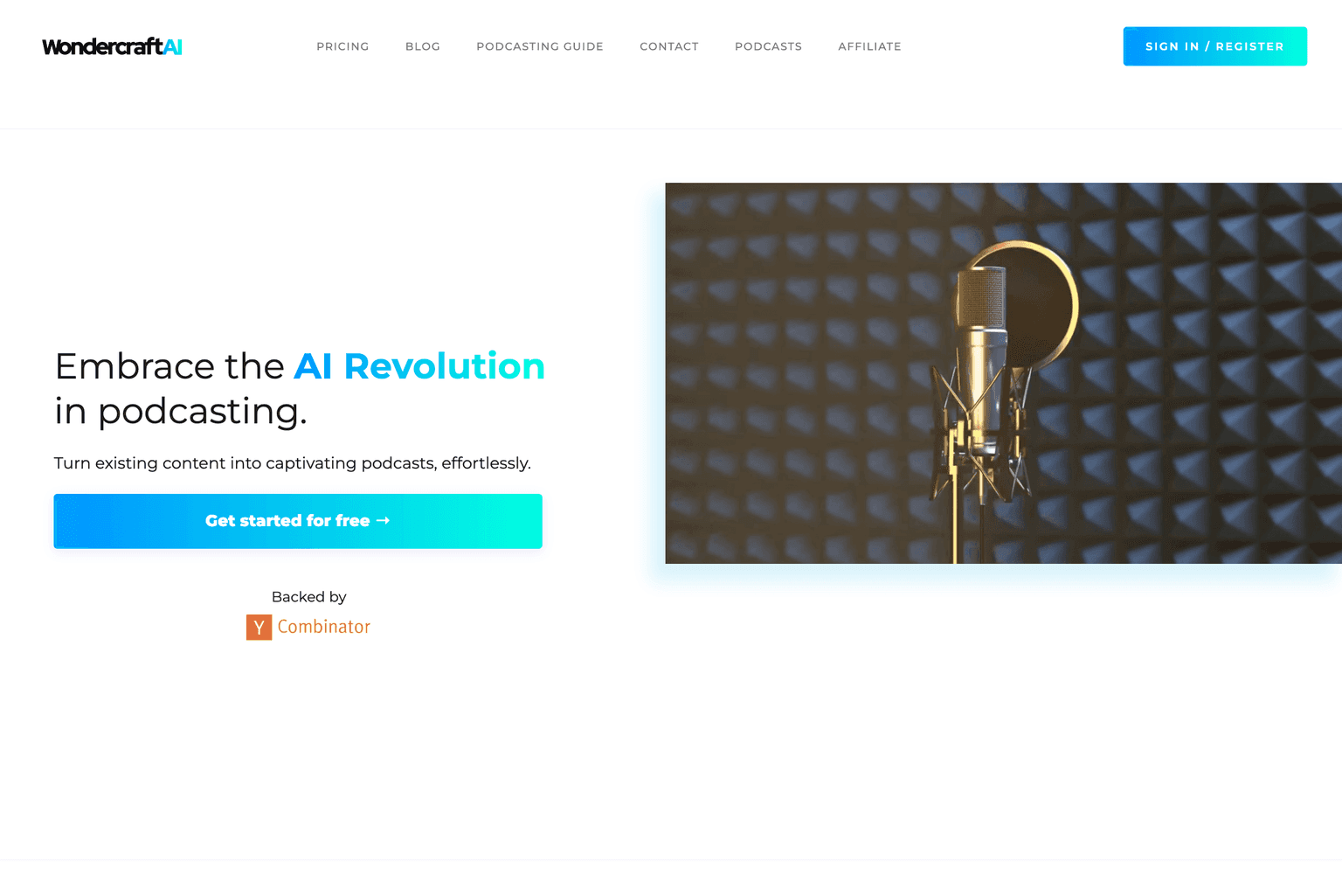 Wondercraft AI podcast creation interface.