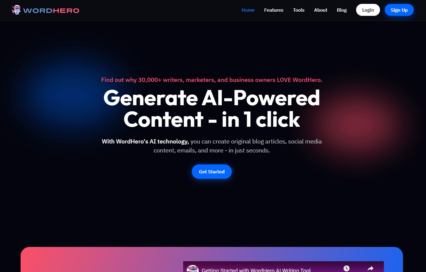 WordHero AI Writing Software Interface