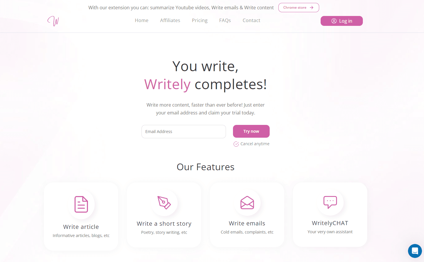 WritelyAI platform interface showcasing writing tools