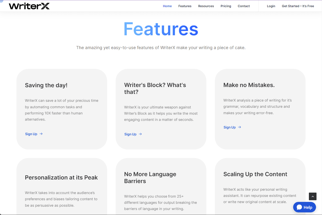 WriterX interface with AI-powered writing tools.