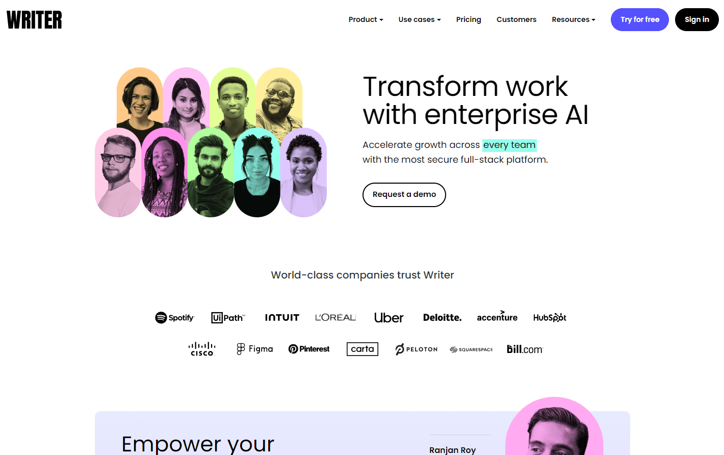 Writer's AI-driven content platform interface.