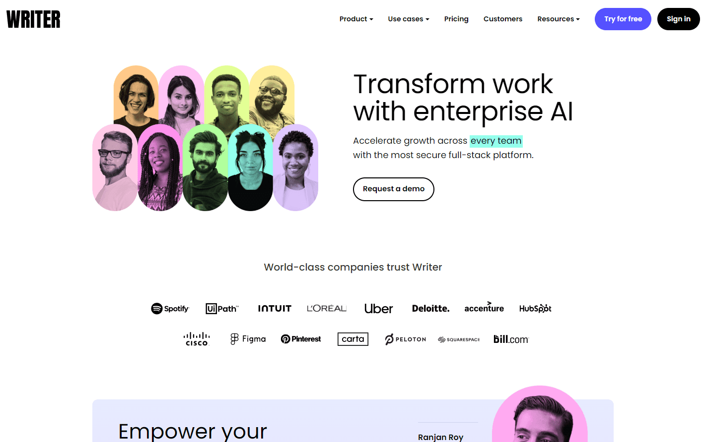 Writer's AI-driven content platform interface.