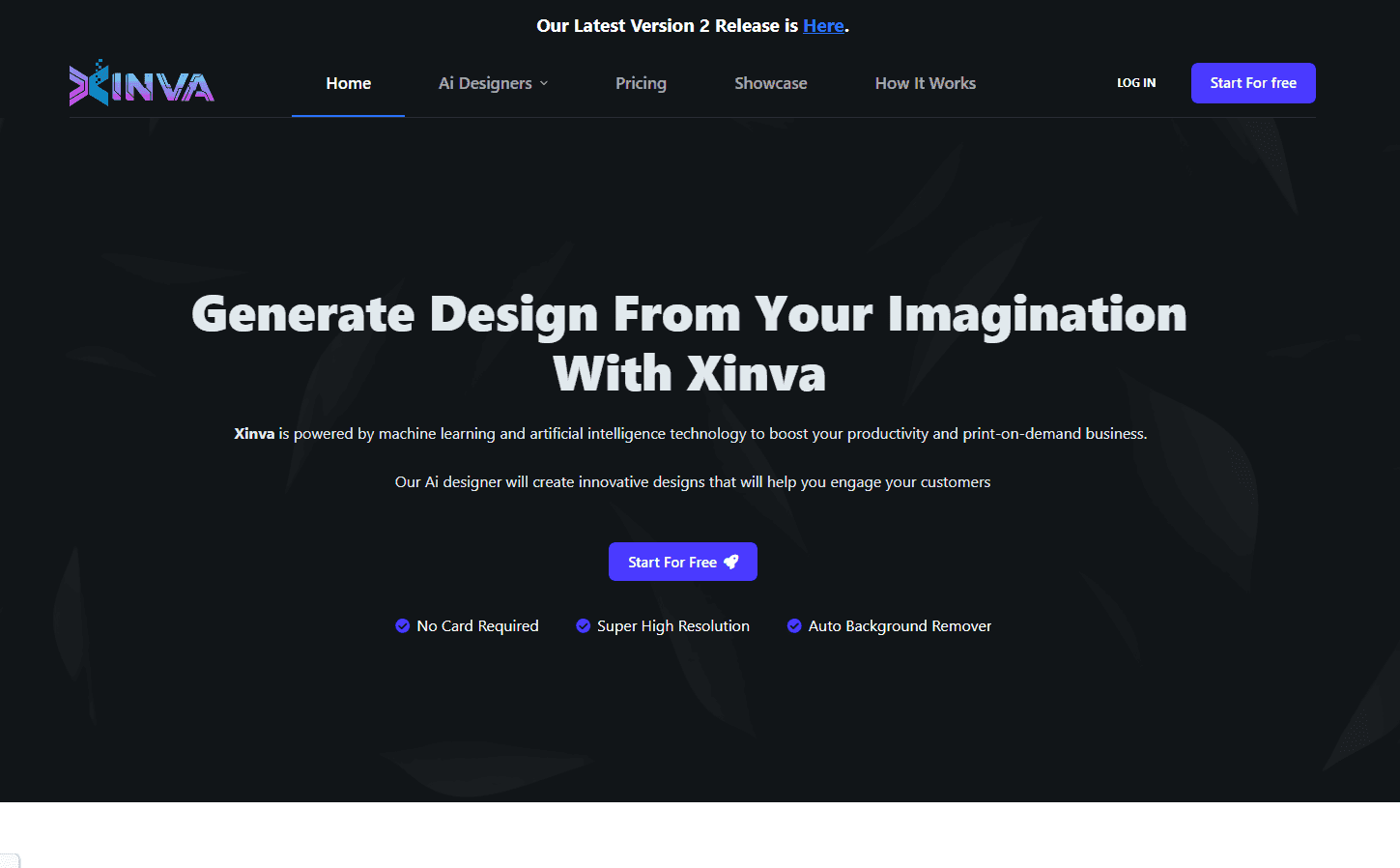 Xinva AI platform interface showcasing design tools