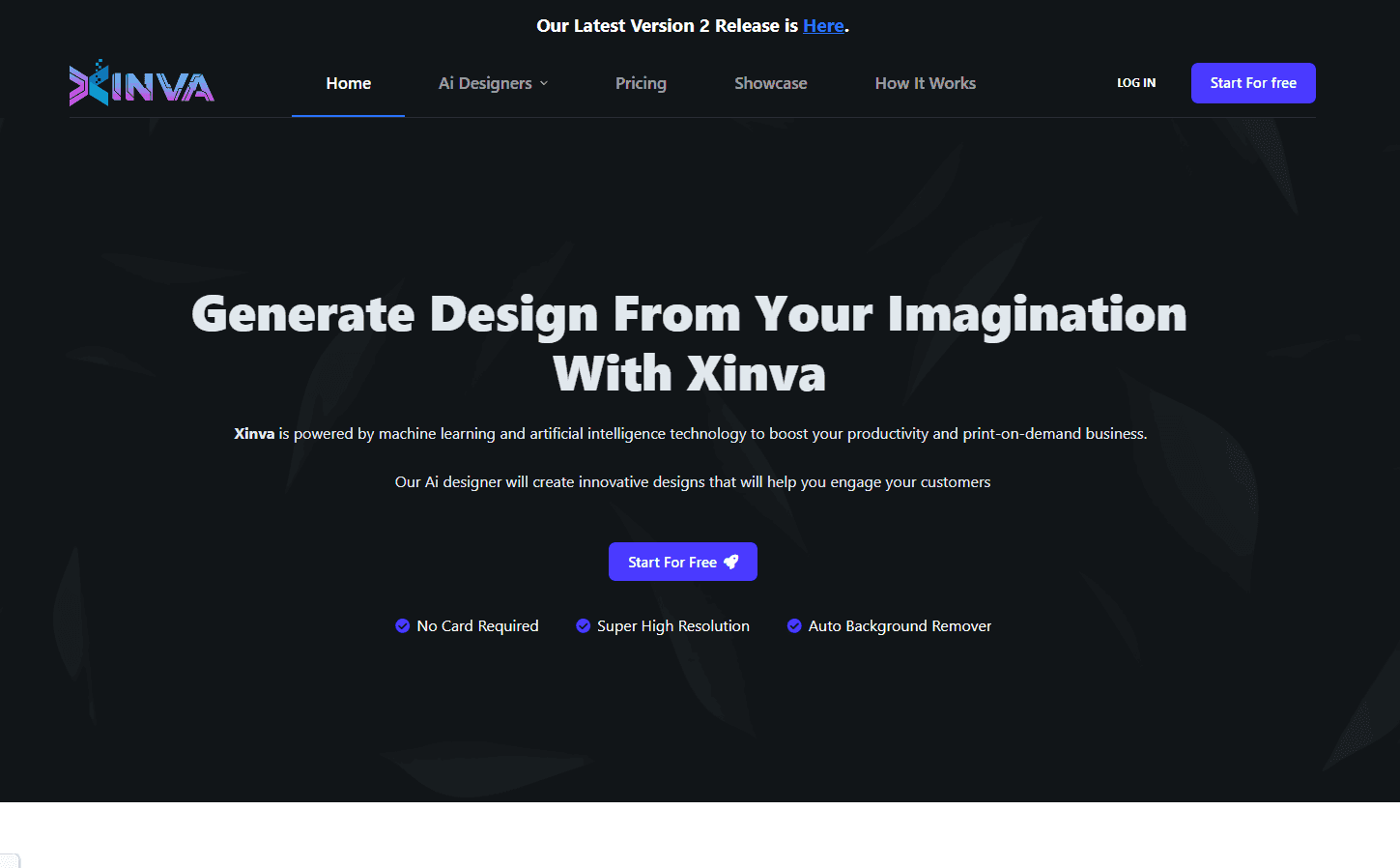 Xinva AI platform interface showcasing design tools