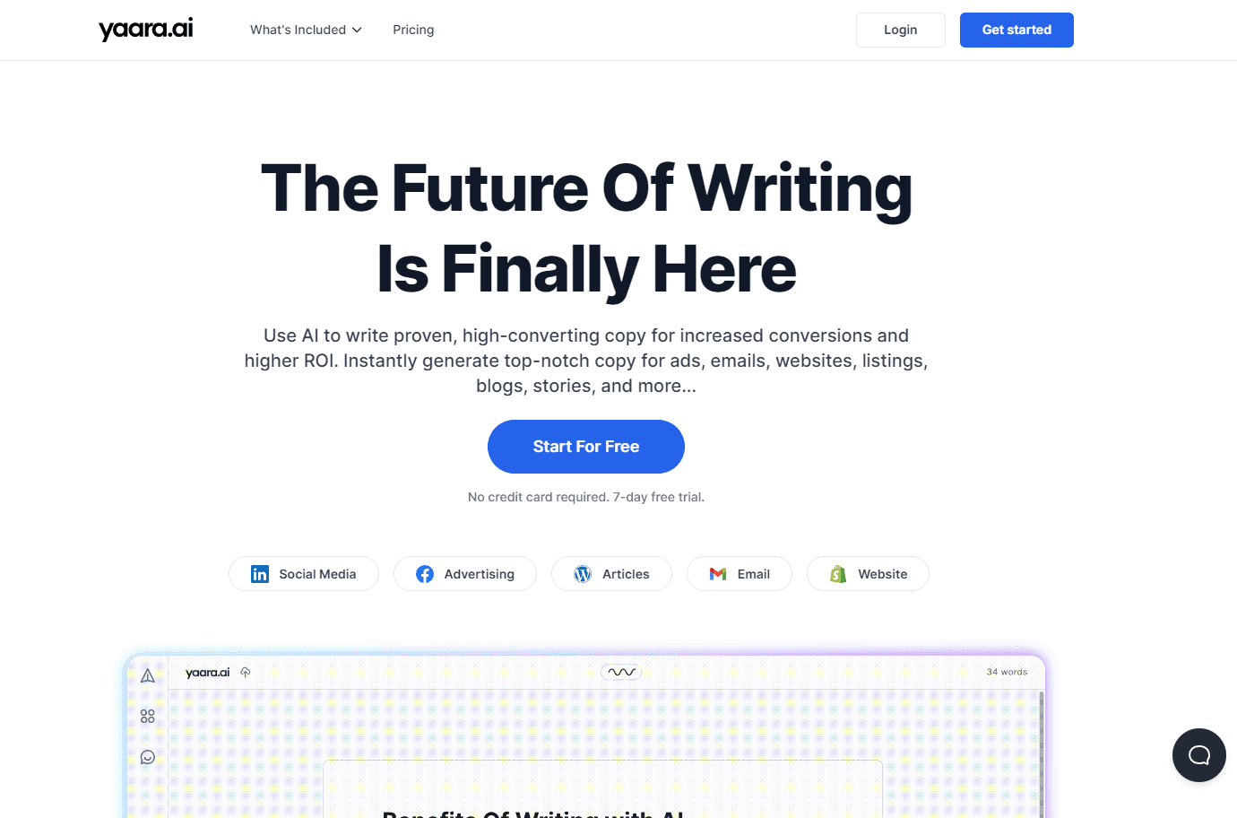 Yaara AI platform interface showcasing content creation tools