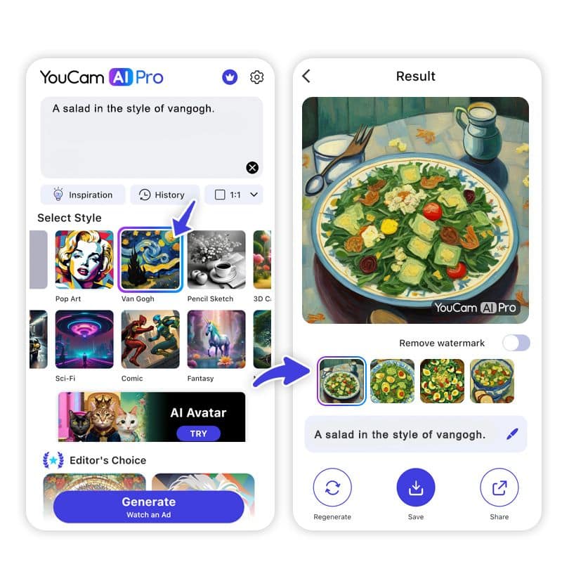 YouCam AI Pro ai art & image creation tool screenshot 3