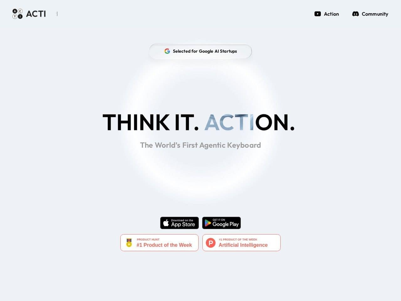 Acti product interface dashboard screenshot homepage view