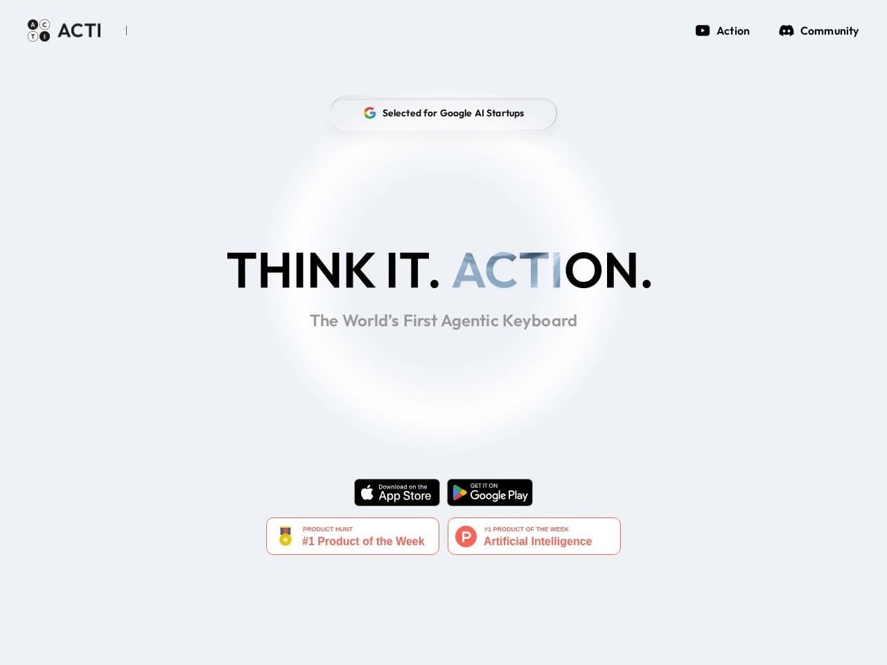 Acti product interface dashboard screenshot homepage view