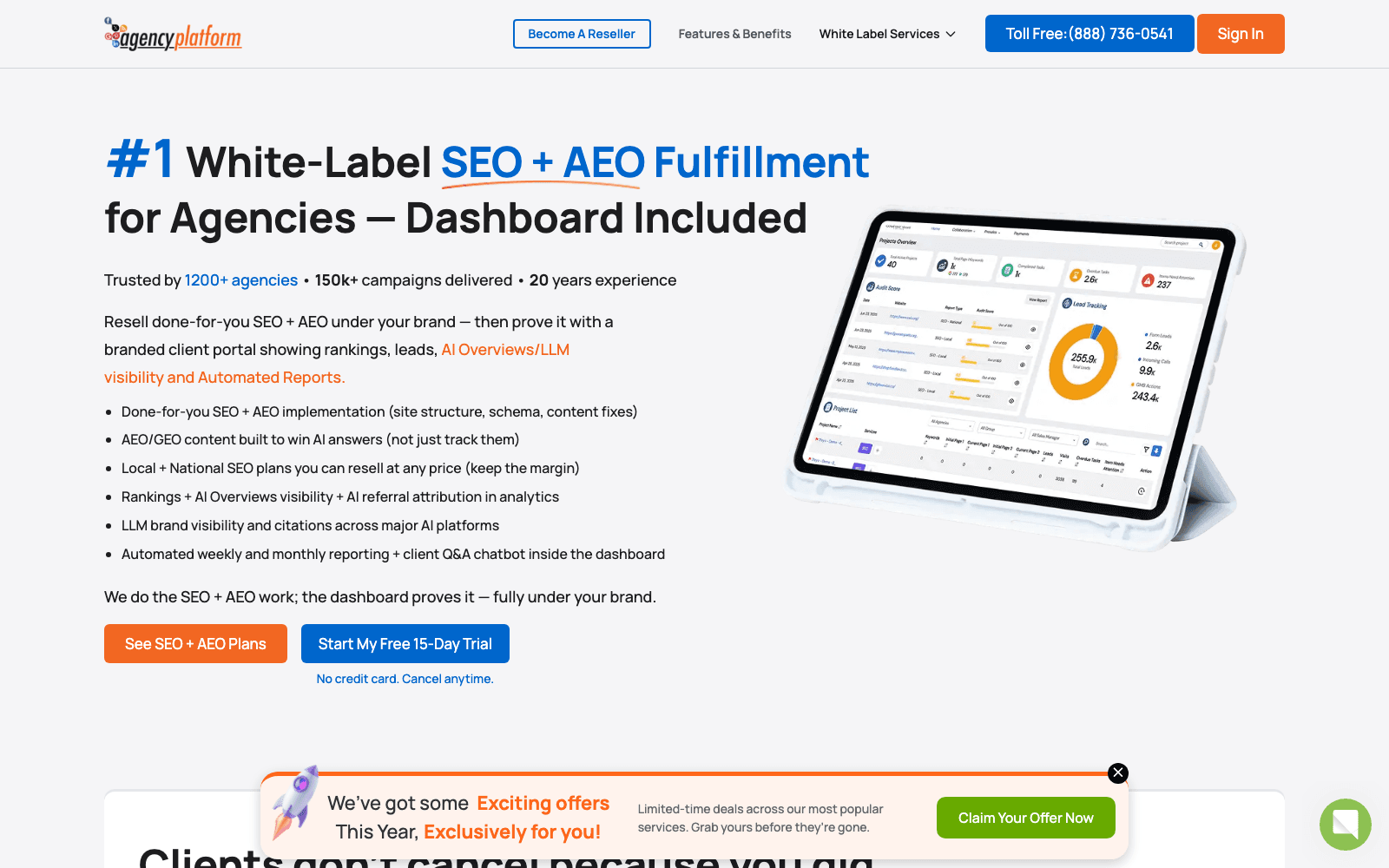 Agency Platform marketing & seo tool screenshot