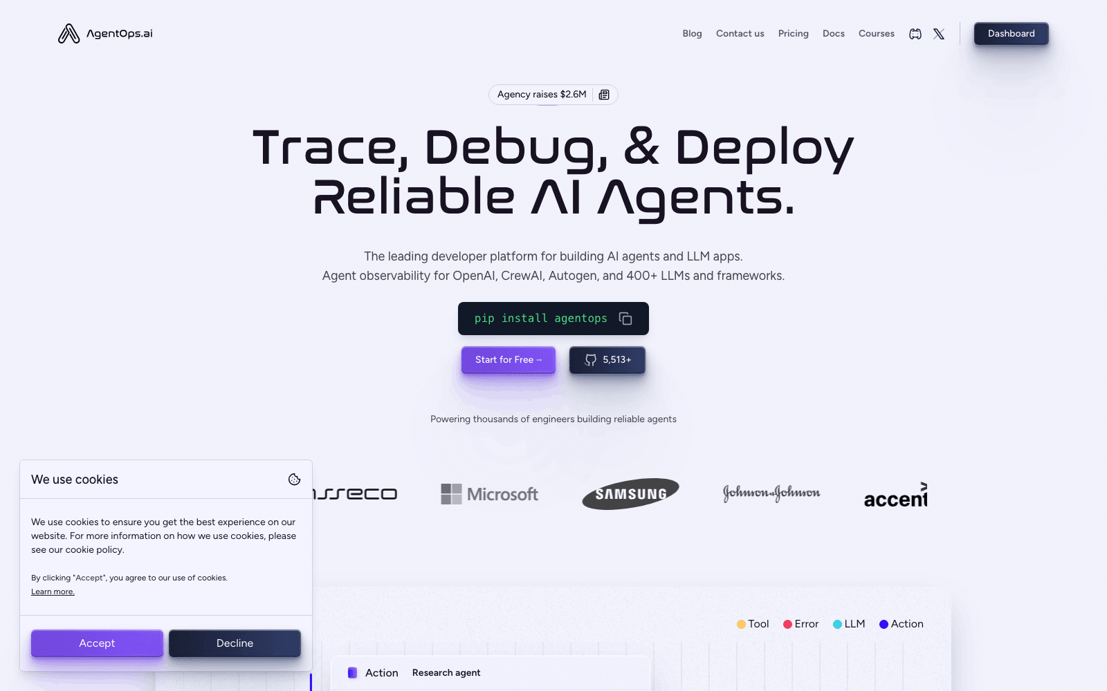 AgentOps ai infrastructure tool screenshot