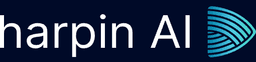 harpin AI logo, a white wordmark with a teal fan mark for the customer data and identity platform