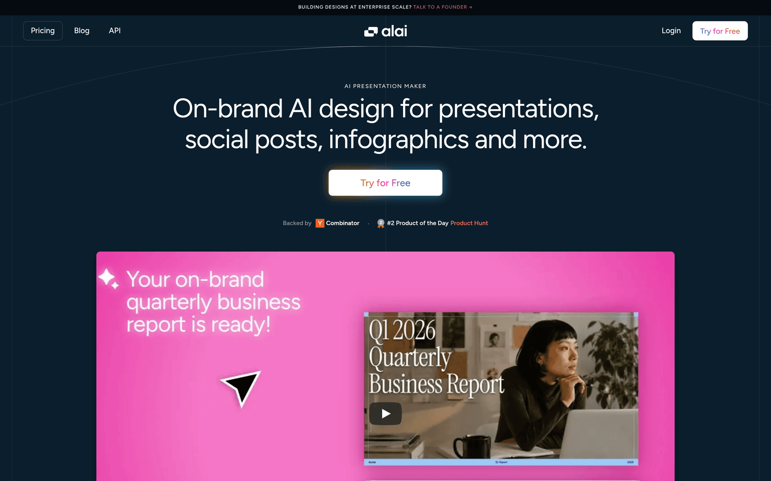 Alai product interface dashboard screenshot homepage view
