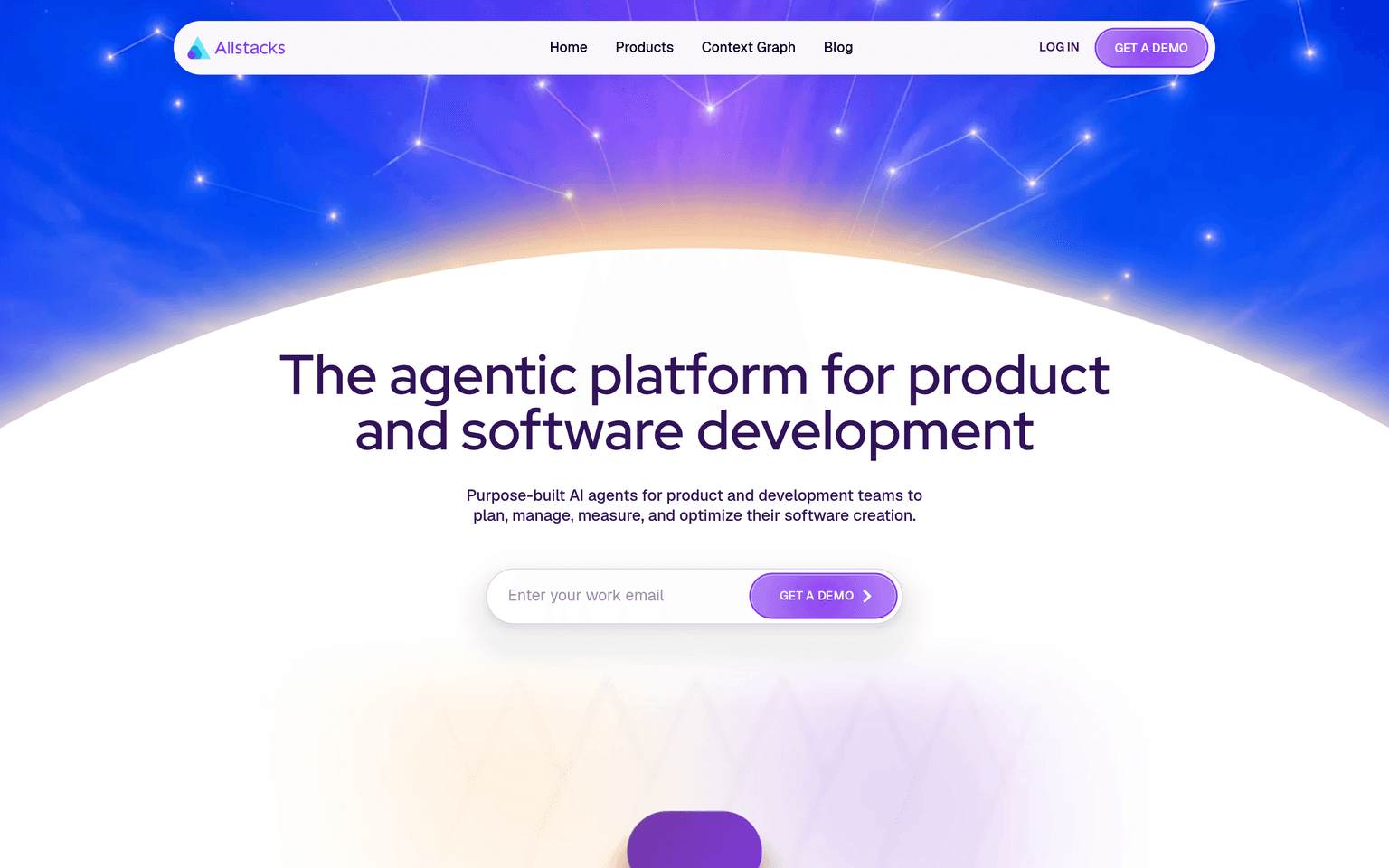 Allstacks product interface dashboard screenshot homepage view