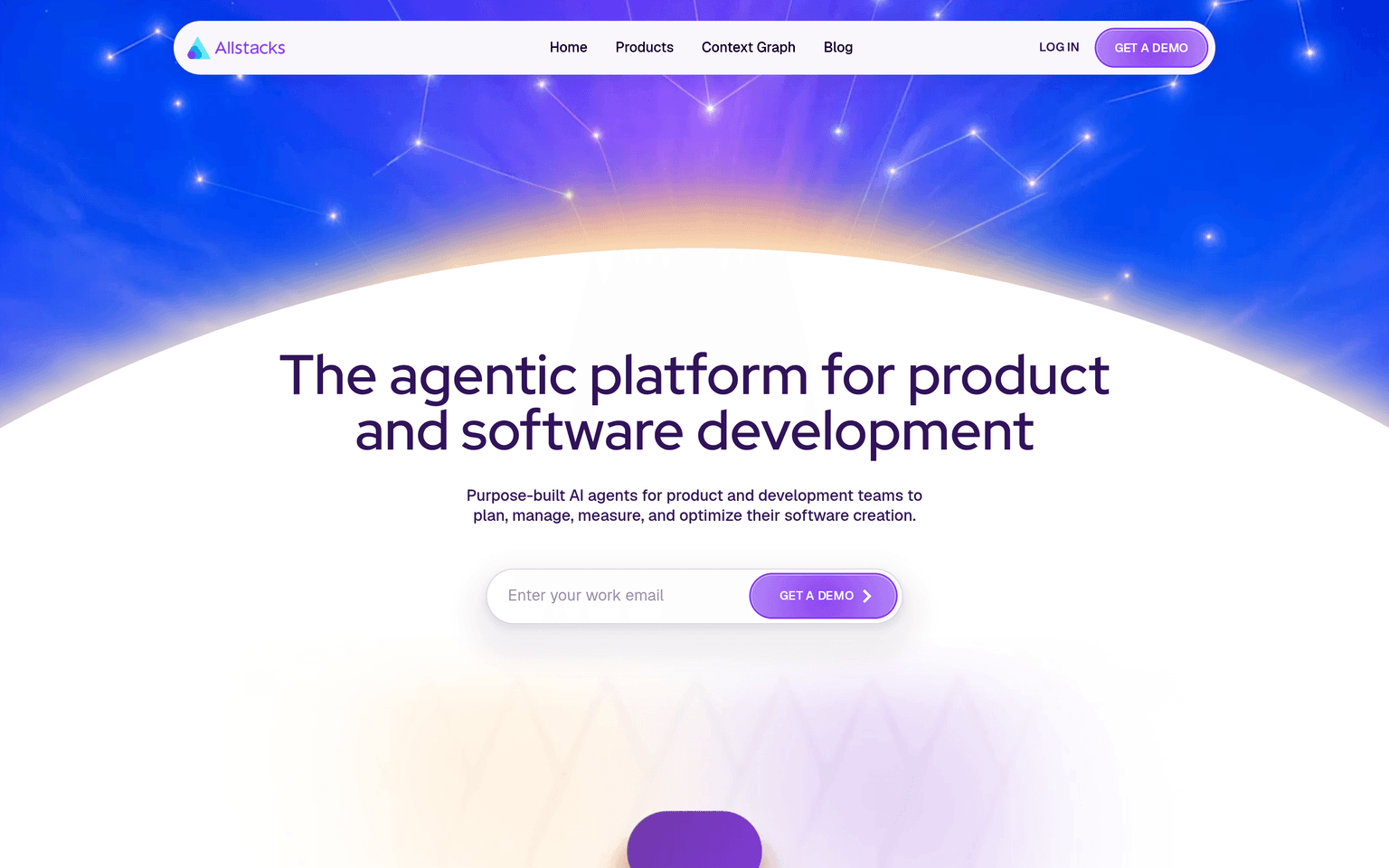 Allstacks product interface dashboard screenshot homepage view