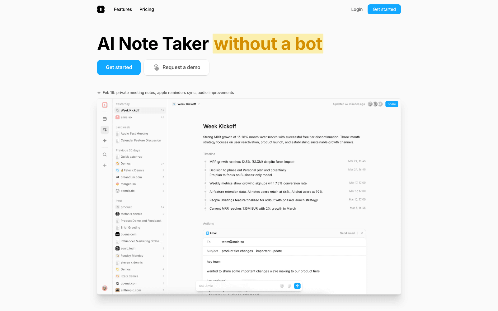 Amie productivity tool screenshot