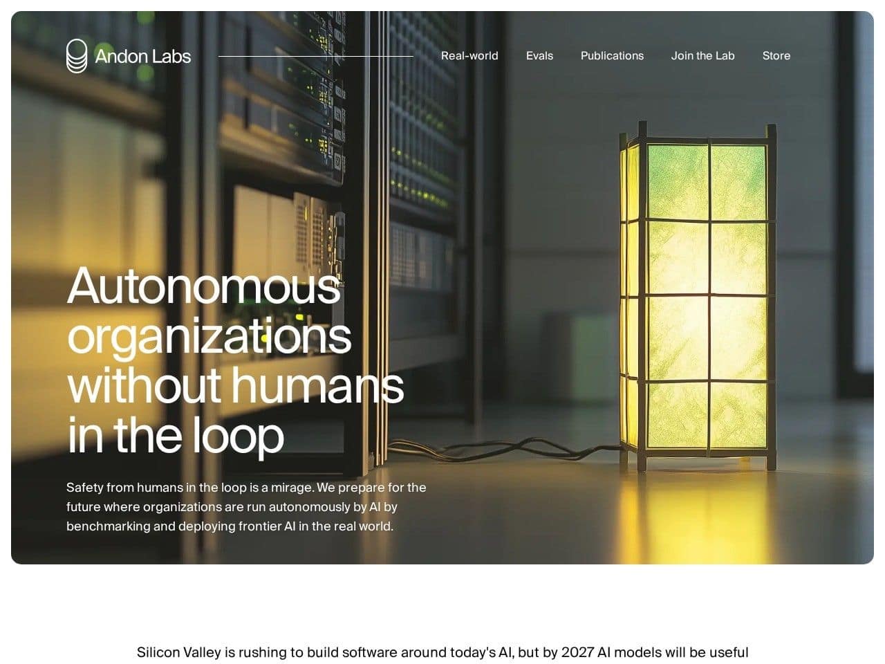 Andon Labs product interface dashboard screenshot homepage view