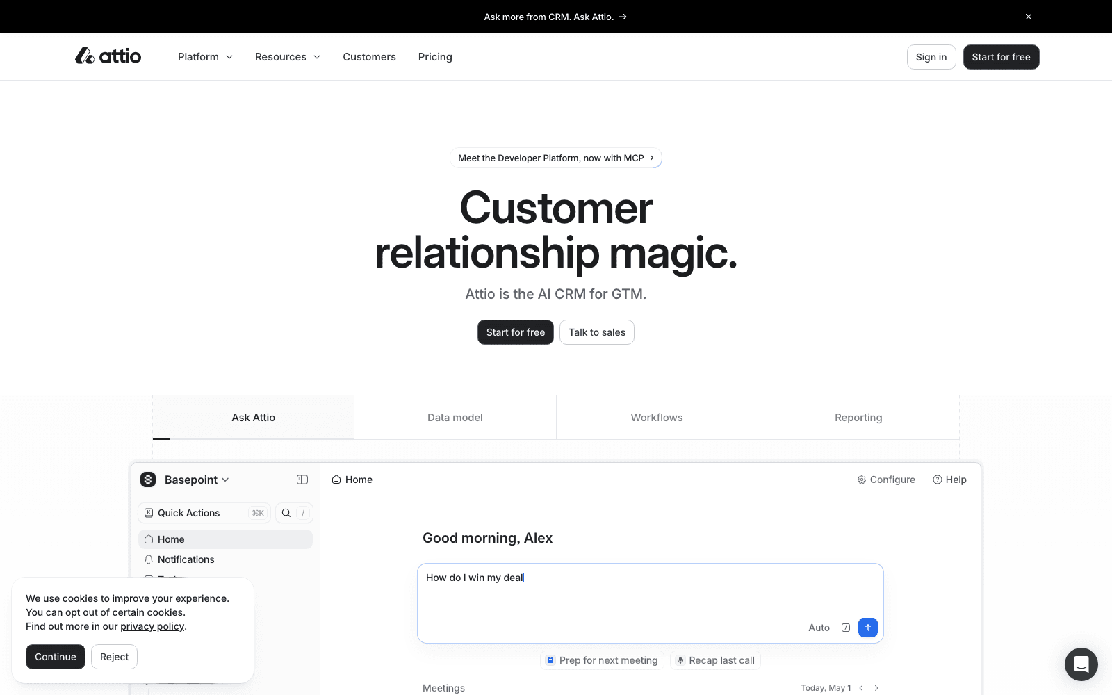 Attio sales & revops tool screenshot