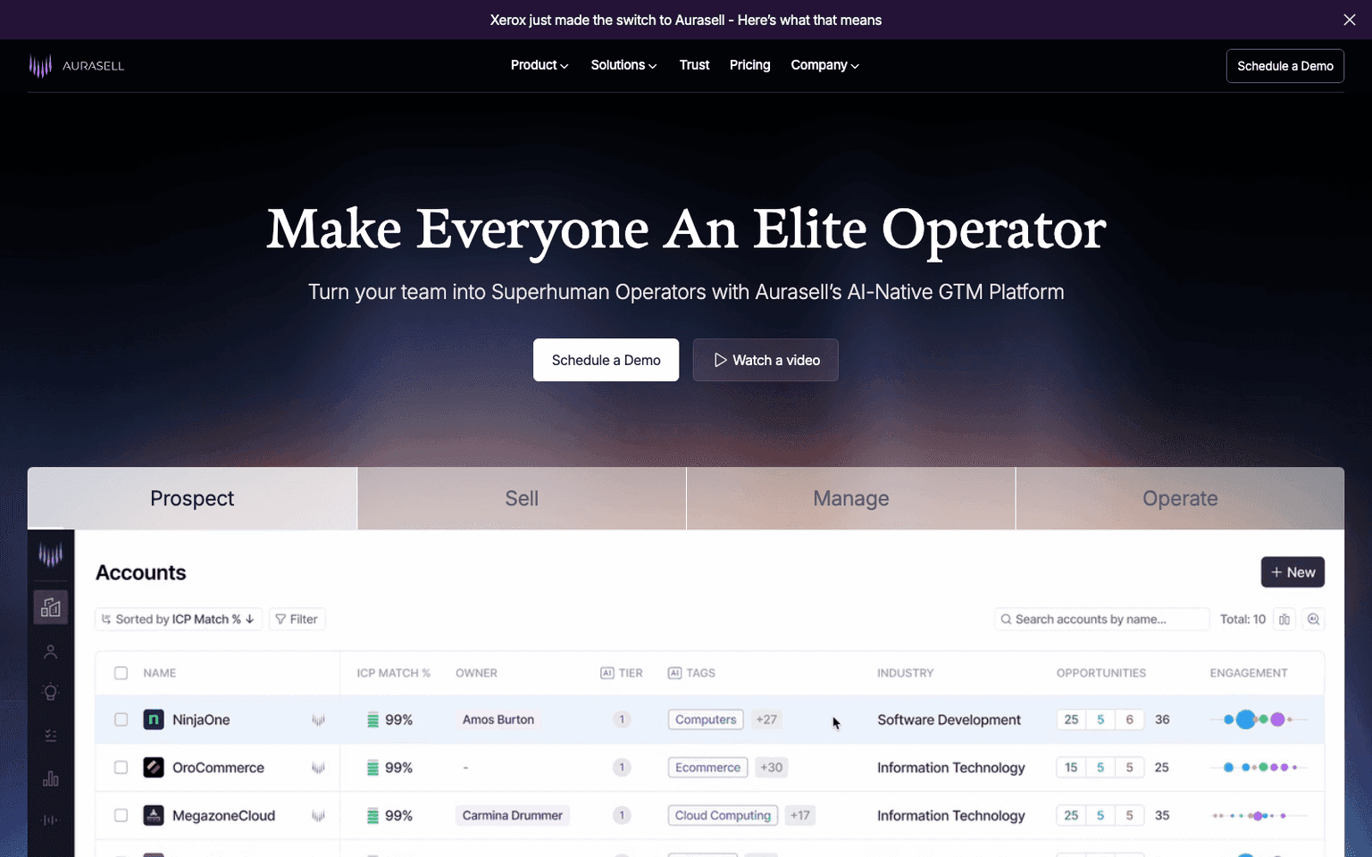 Aurasell sales & revops tool screenshot