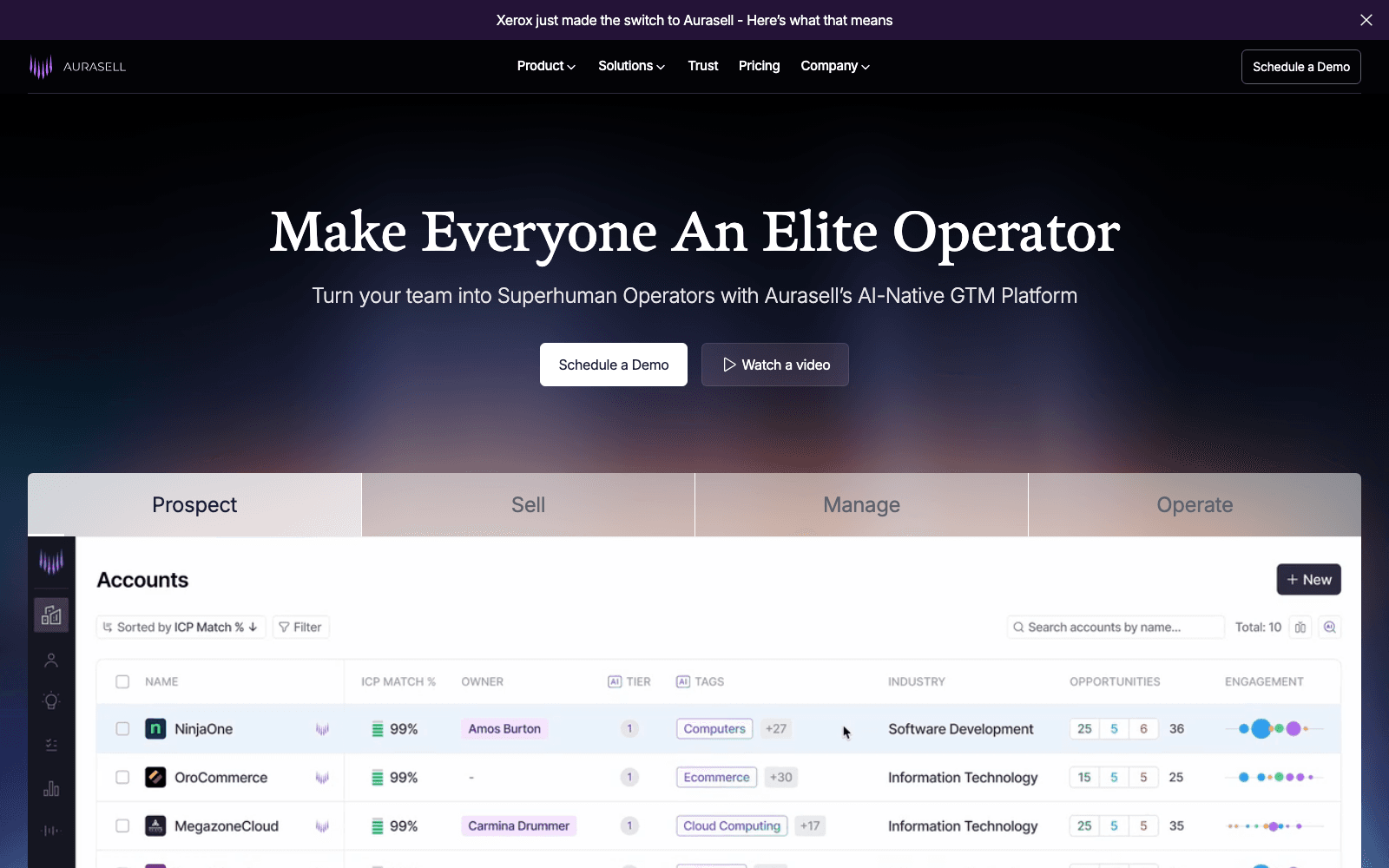 Aurasell sales & revops tool screenshot