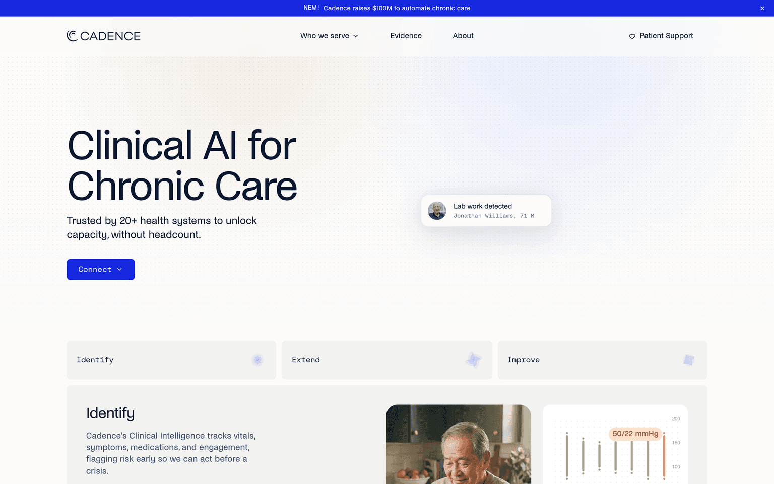Cadence product interface dashboard screenshot homepage view