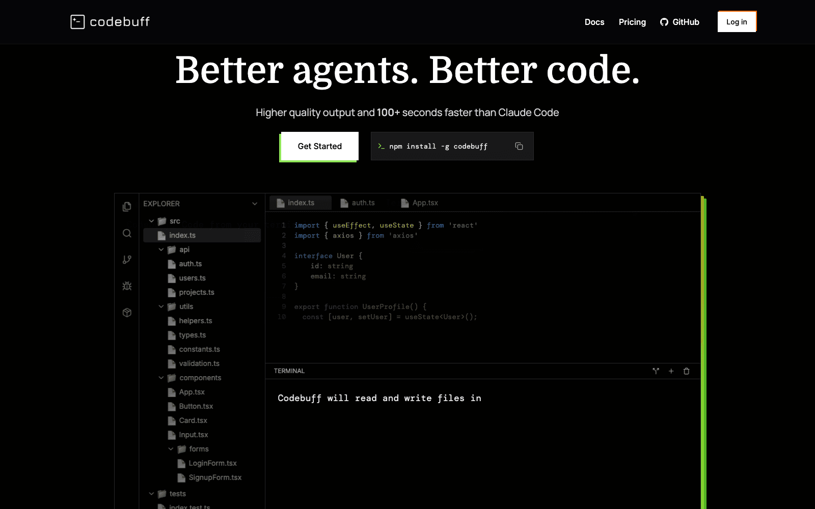 Codebuff developer tools tool screenshot