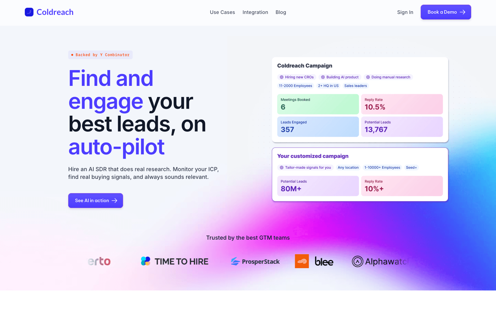 Coldreach ai sdrs tool screenshot