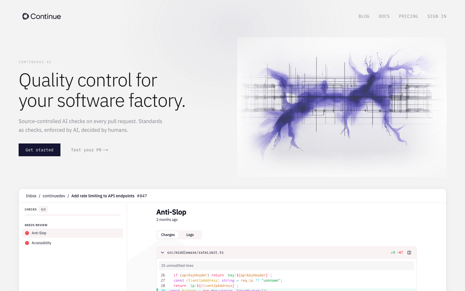 Continue.dev developer tools tool screenshot