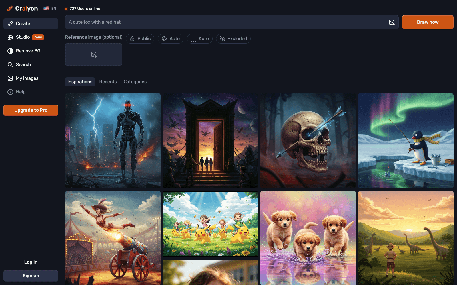 Craiyon ai art & image creation tool screenshot