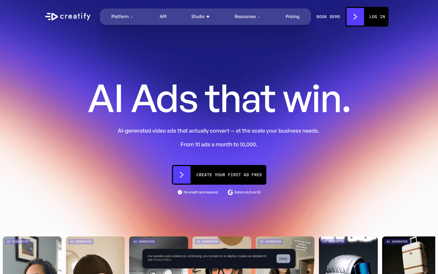 Creatify video creation tool screenshot