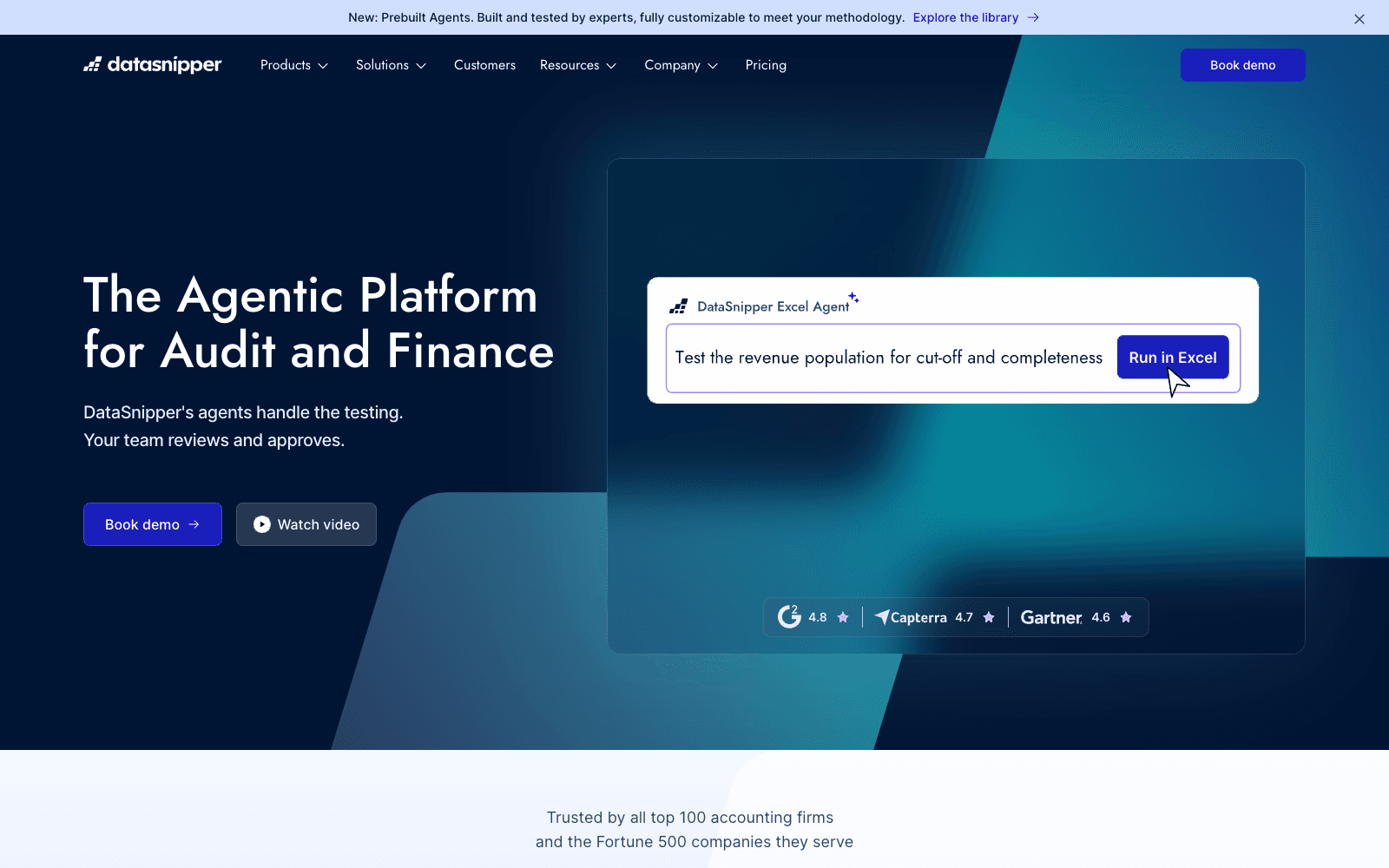 DataSnipper homepage screenshot showing the product interface and branding