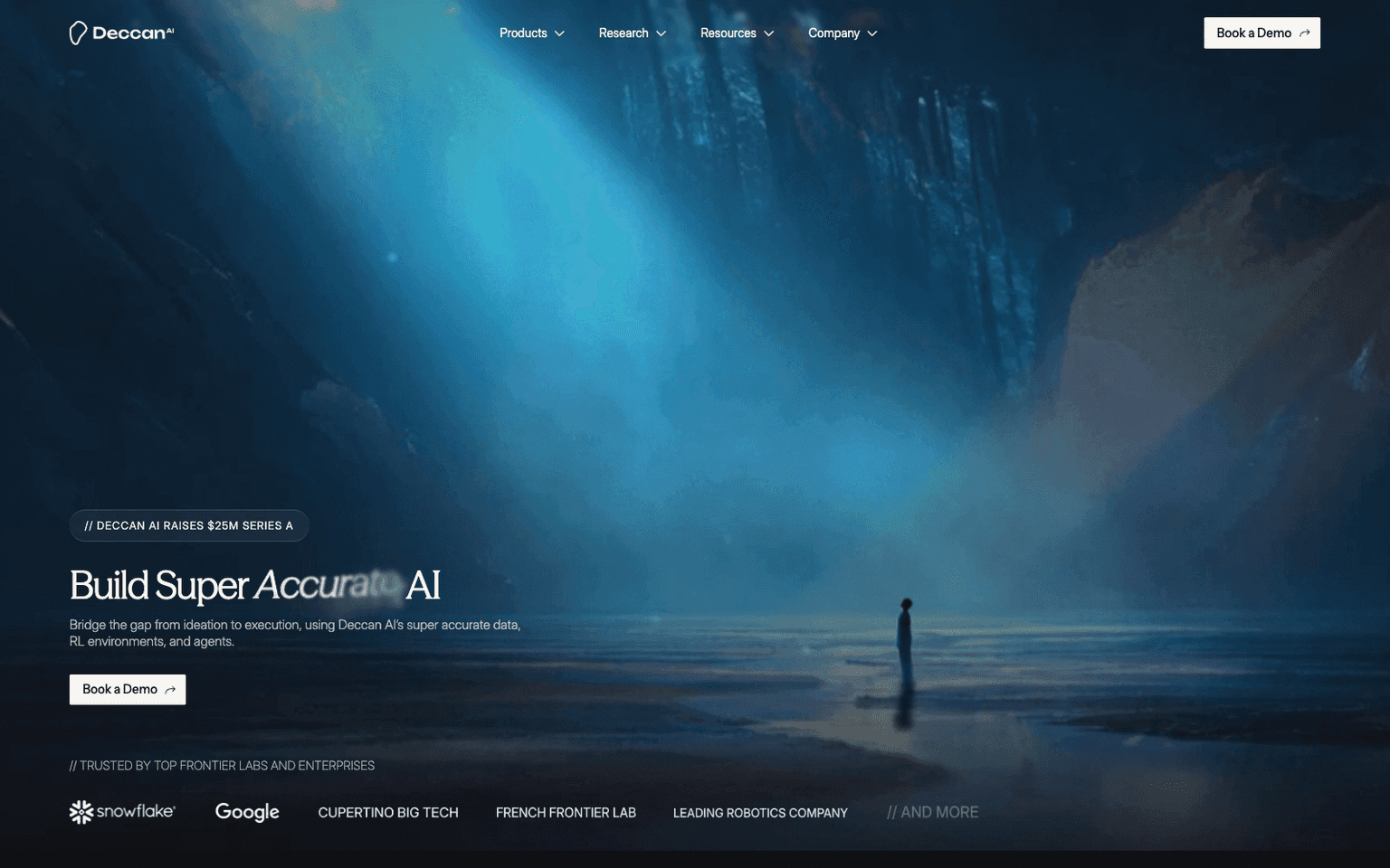Deccan AI product homepage screenshot showing the interface and branding
