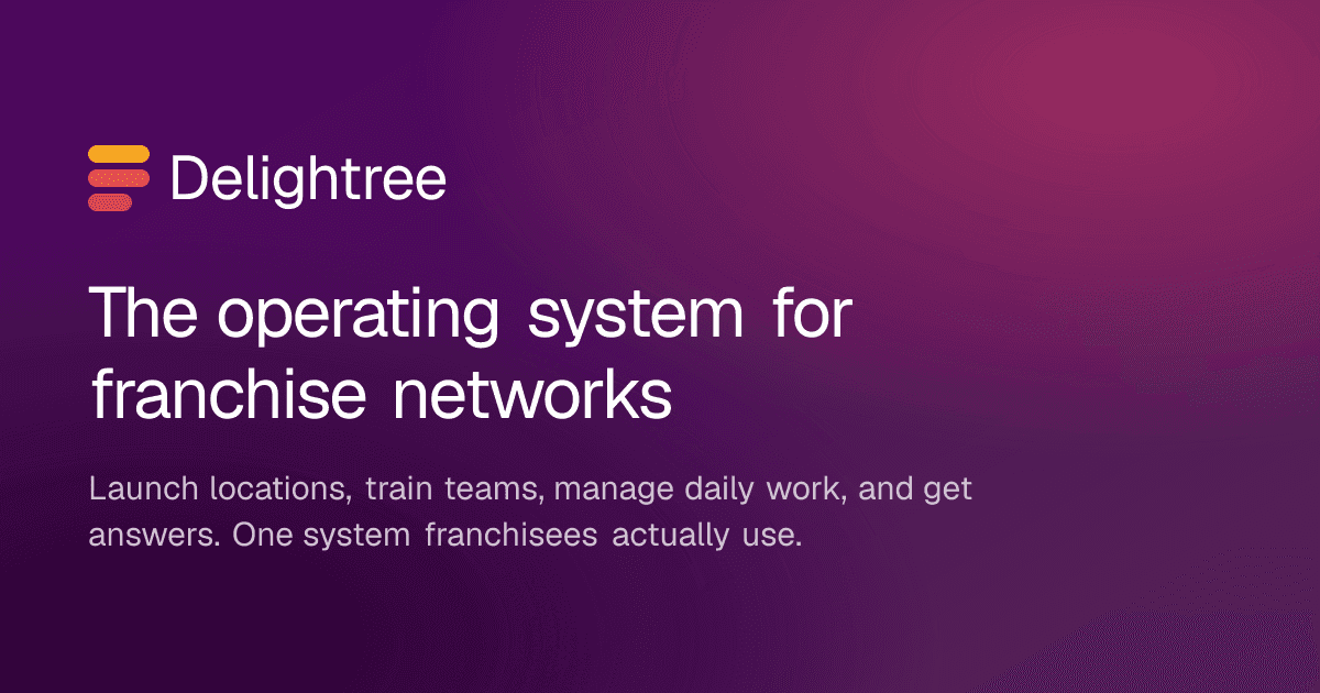 Delightree brand hero describing an operating system for franchise networks