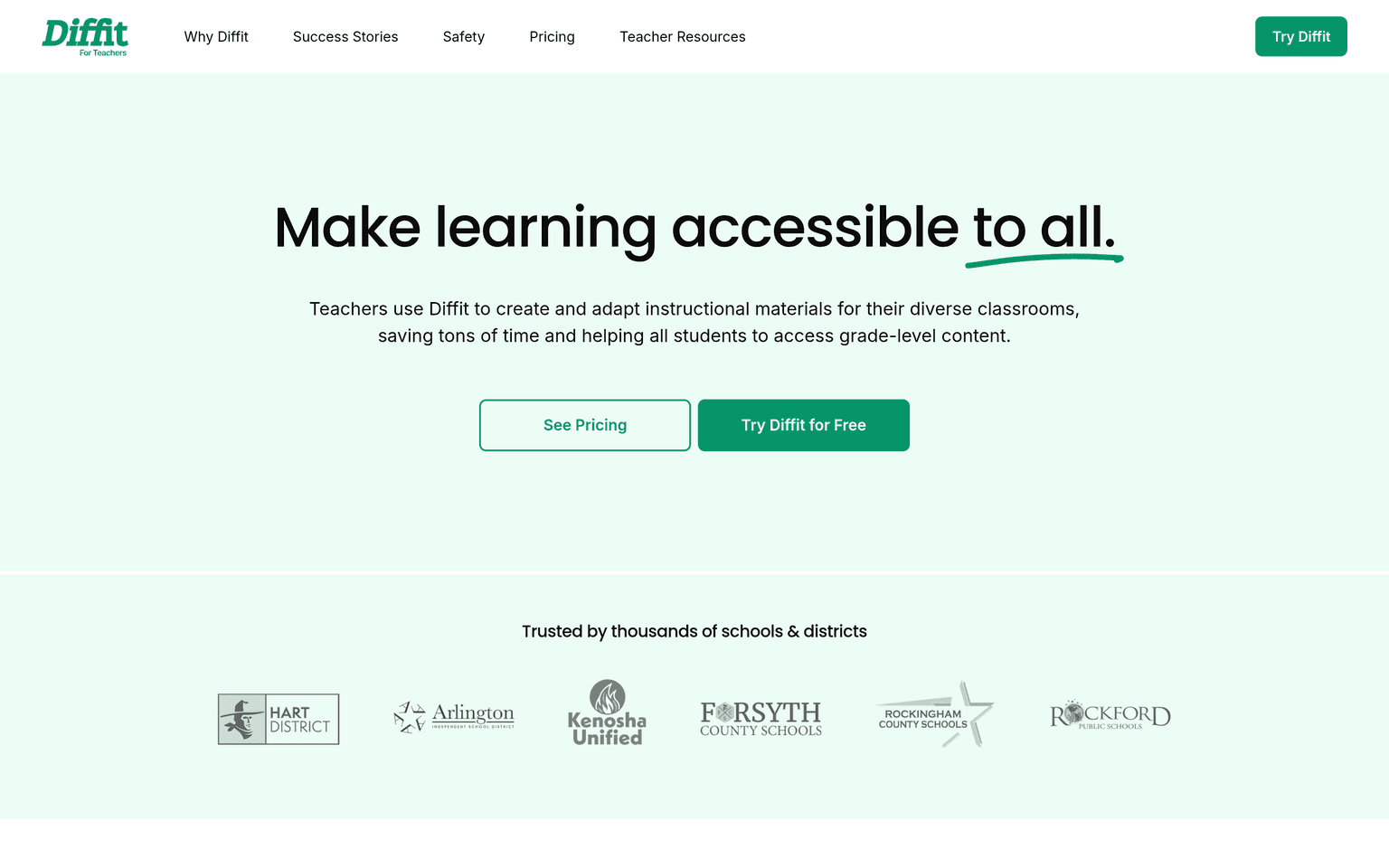 Diffit product interface dashboard screenshot homepage view