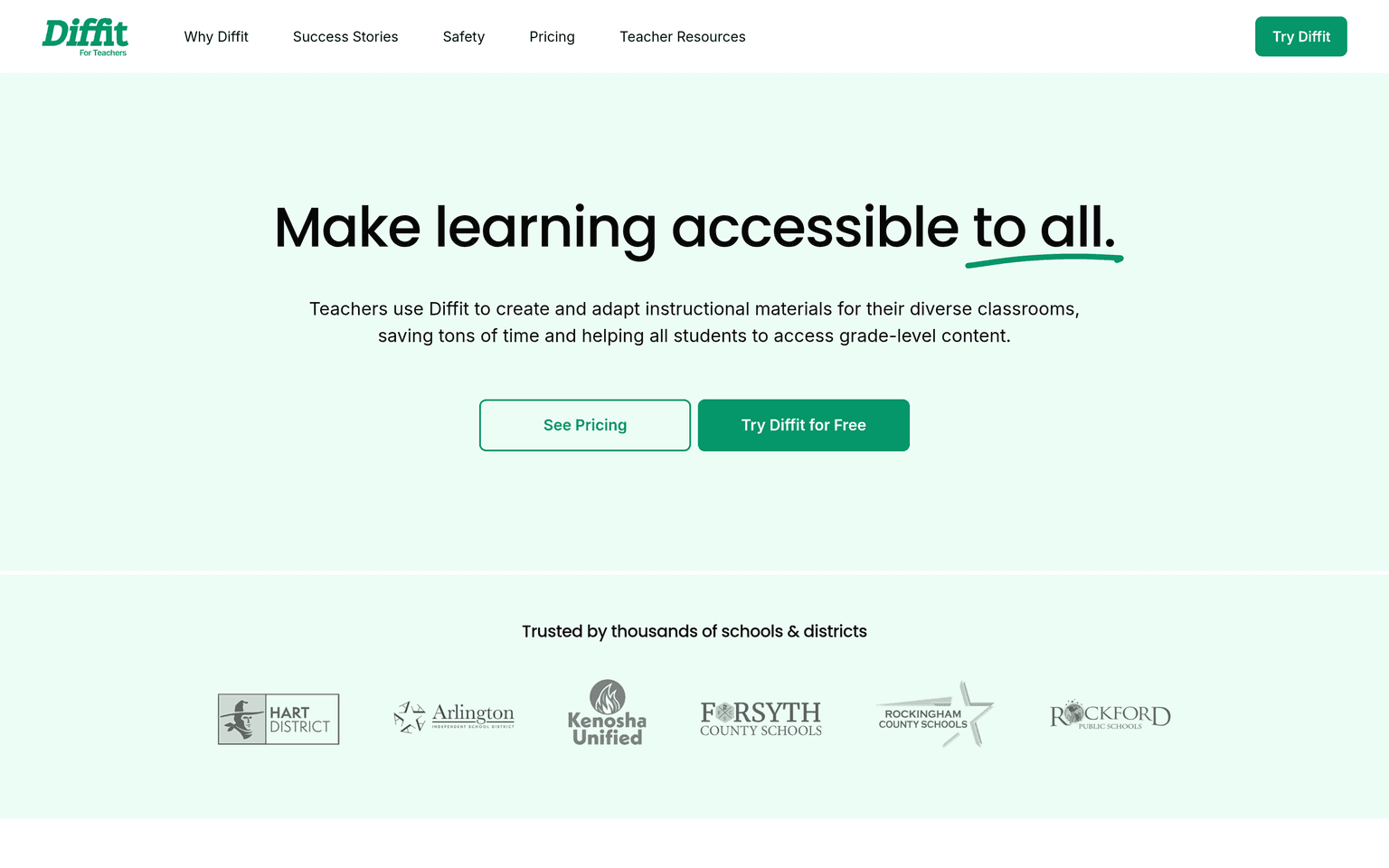 Diffit product interface dashboard screenshot homepage view