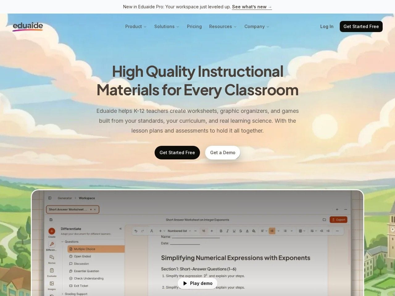 Eduaide.Ai product interface dashboard screenshot homepage view