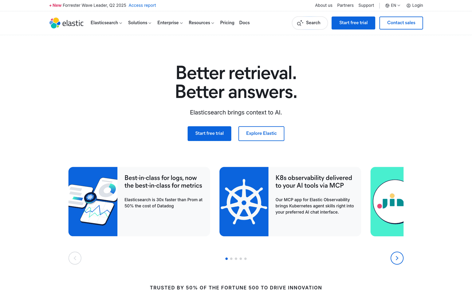 Elastic product interface dashboard screenshot homepage view