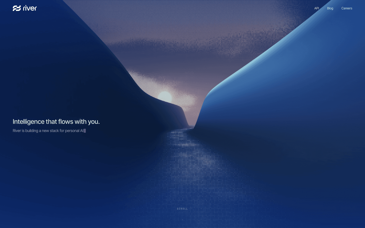 River AI homepage showing its platform for training and serving your own open models