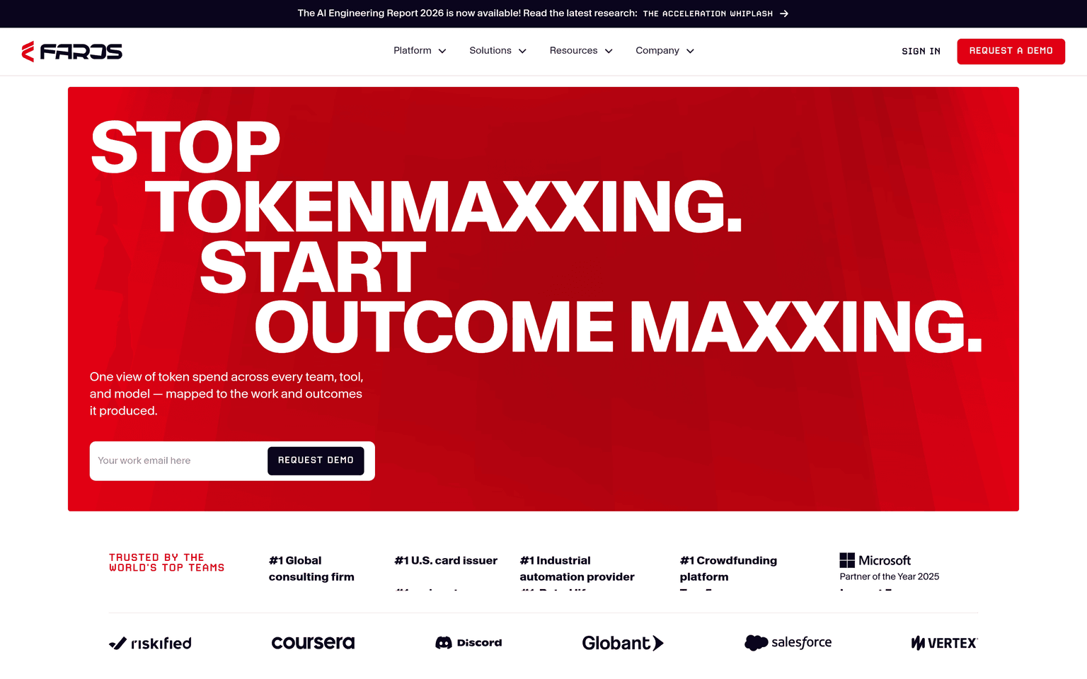 Faros AI product interface dashboard screenshot homepage view
