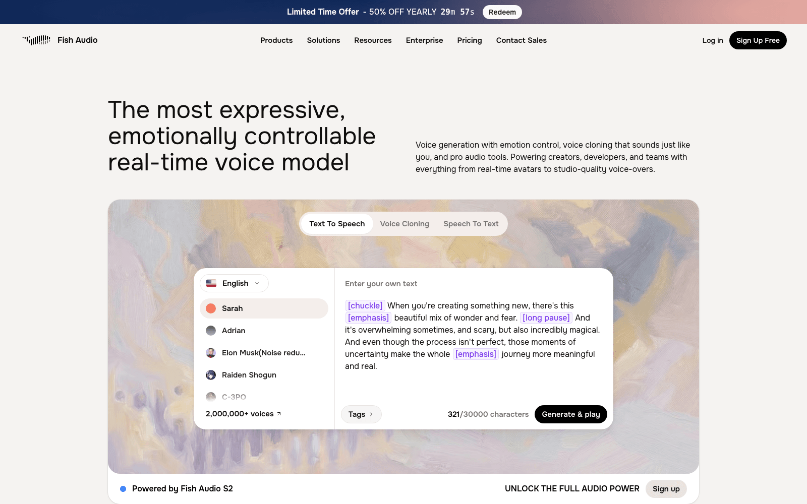 Fish Audio voice ai tool screenshot
