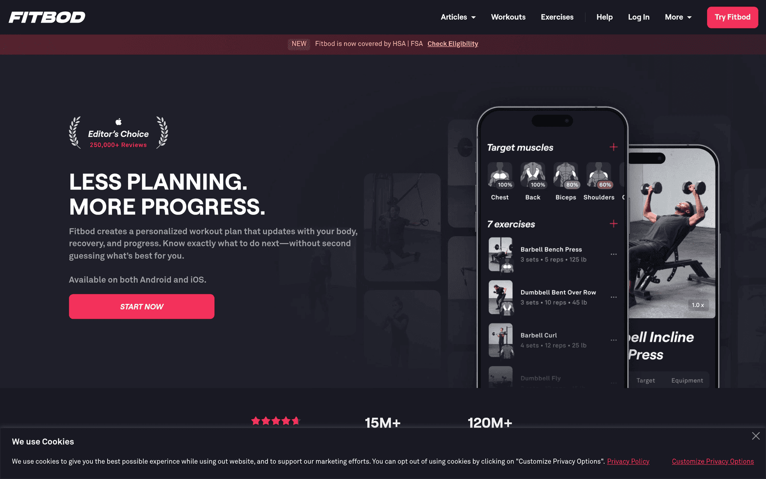 Fitbod product interface dashboard screenshot homepage view