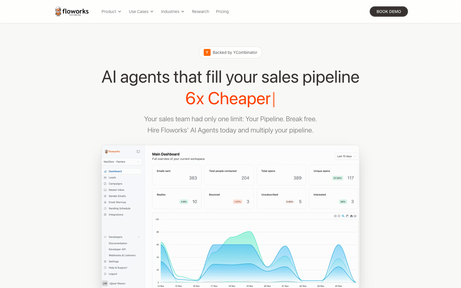 Floworks ai sdrs tool screenshot