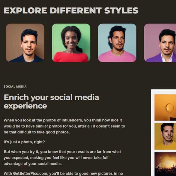 GetBetterPics ai art & image creation tool screenshot
