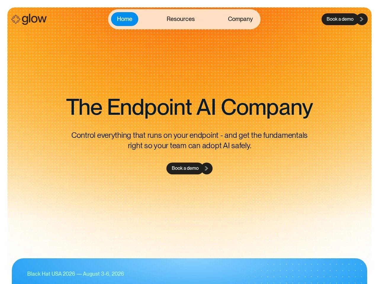 Glow Security product interface dashboard screenshot homepage view