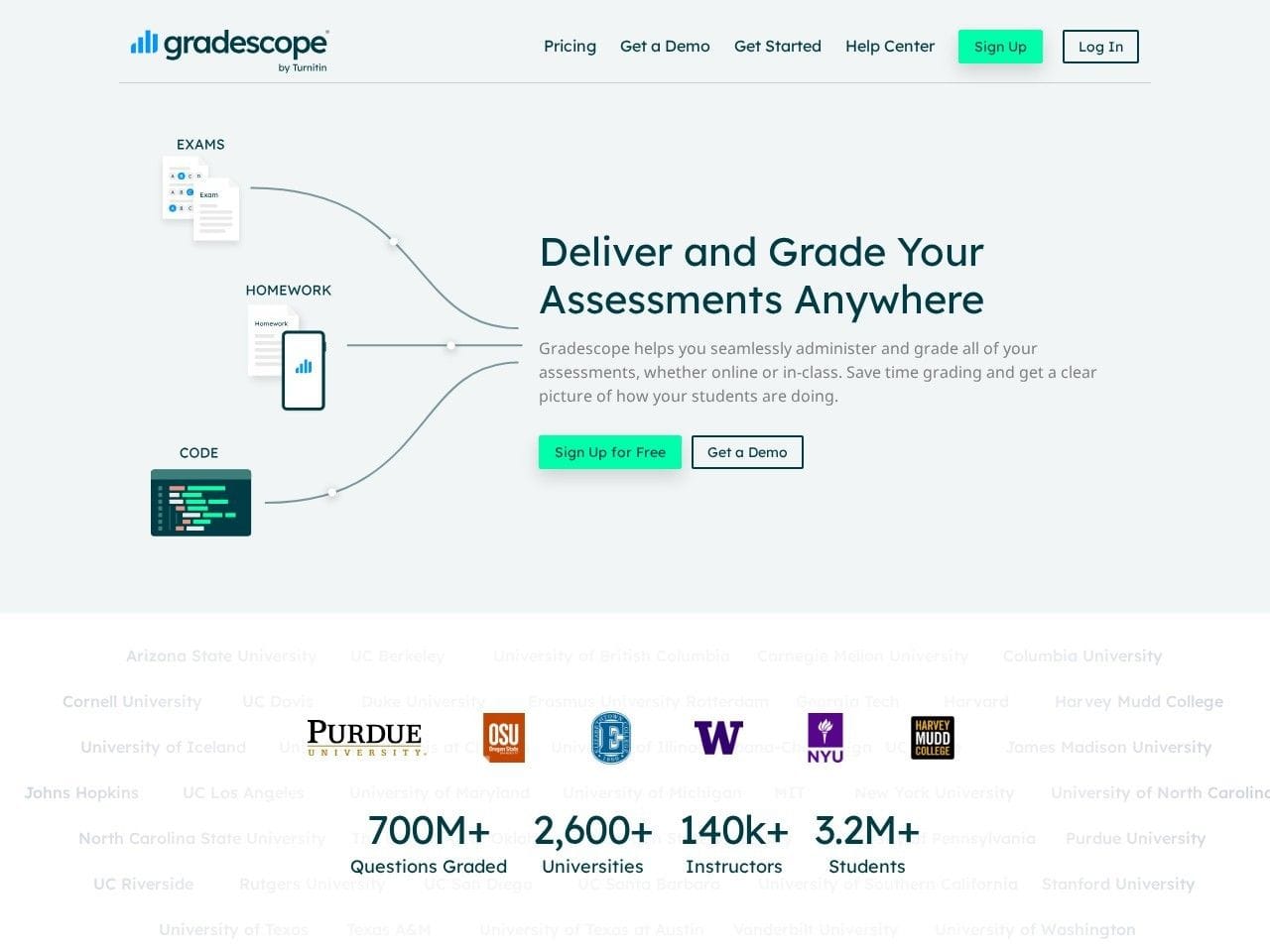 Gradescope product interface dashboard screenshot homepage view