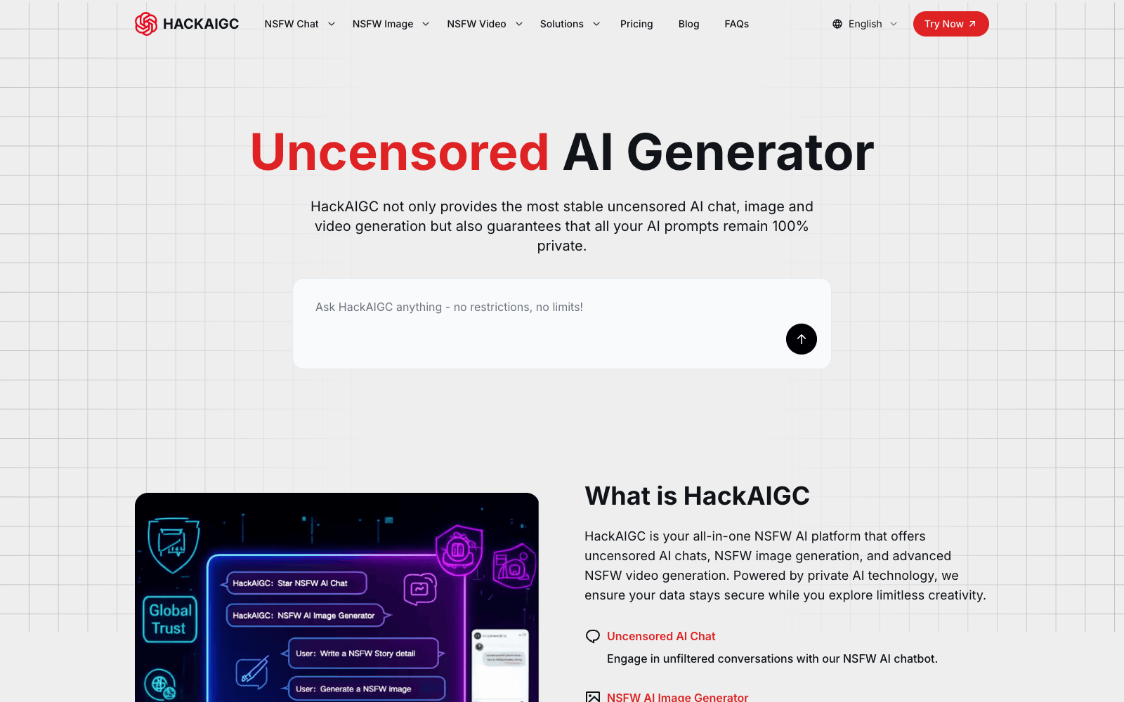 HackAIGC homepage screenshot showing the product interface and branding
