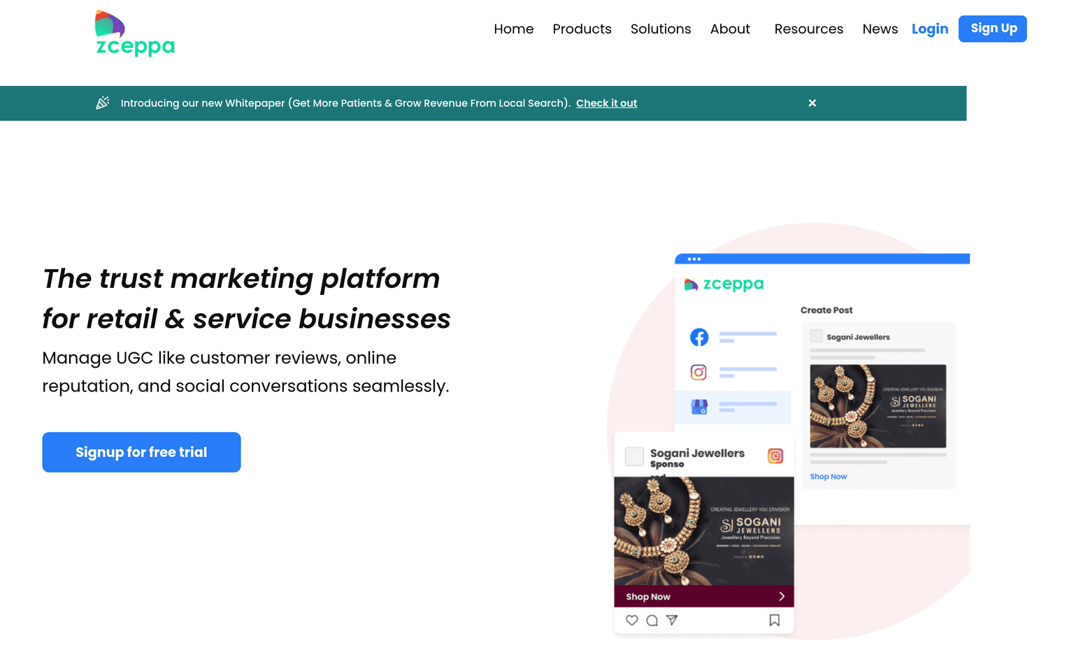 Zceppa product landing page screenshot showing the main interface and primary call to action