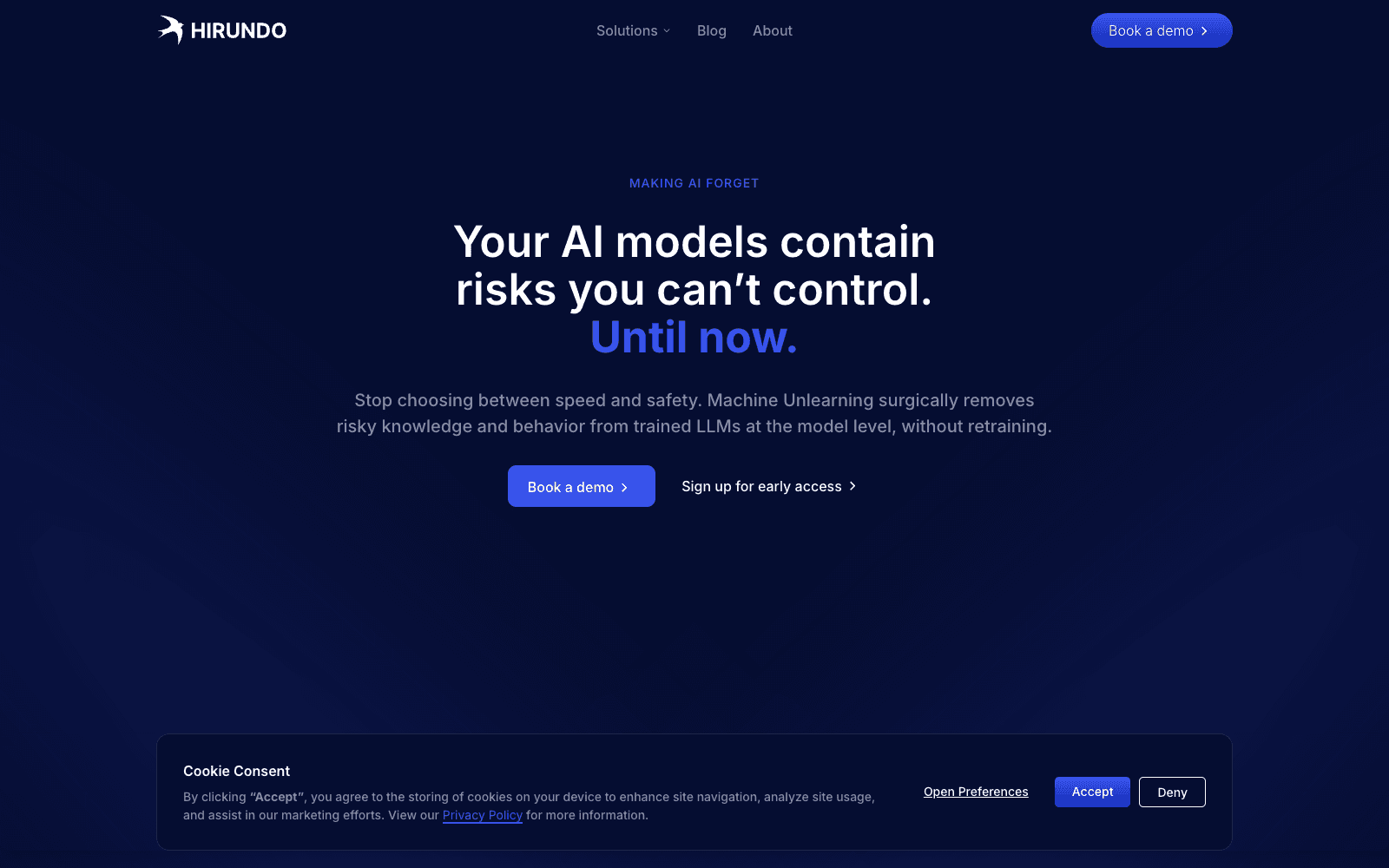 Hirundo ai/ml models tool screenshot