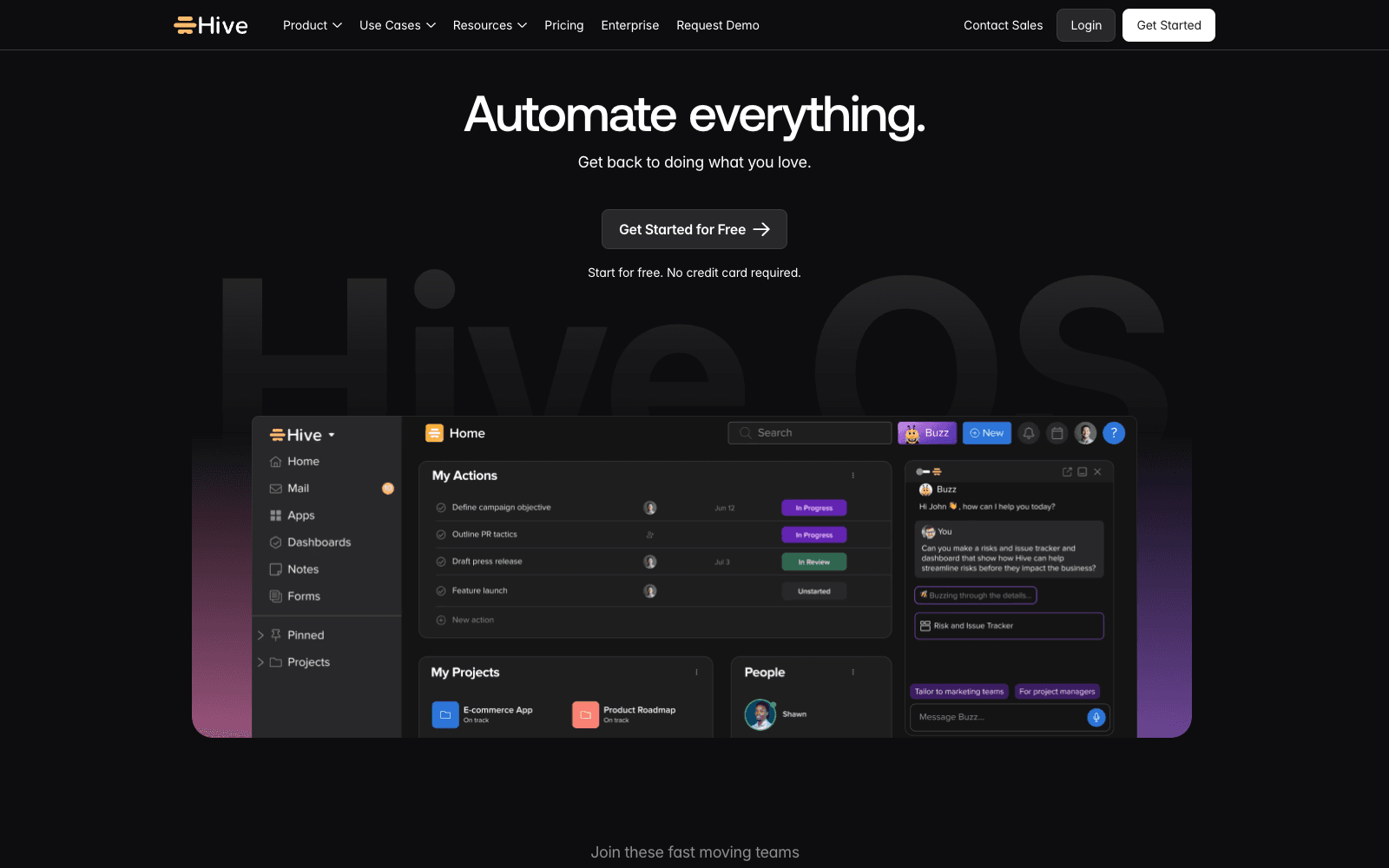 Hive productivity tool screenshot