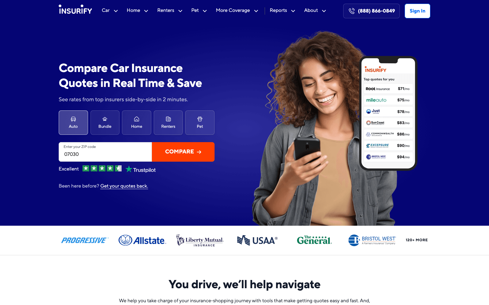 Insurify insurance tool screenshot