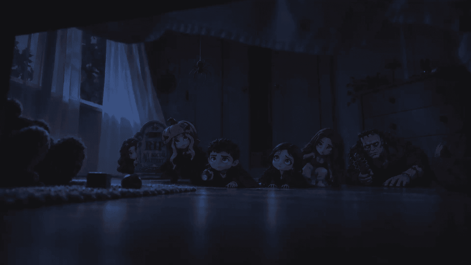 JuJuBit hero showing custom chibi figurine collectibles in Halloween costumes